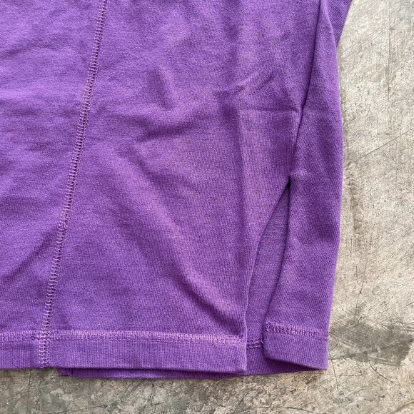 Vintage 80s Embroidered Geometric Patch Graphic Long Sleeve Shirt Purple S/M - Picture 6 of 12